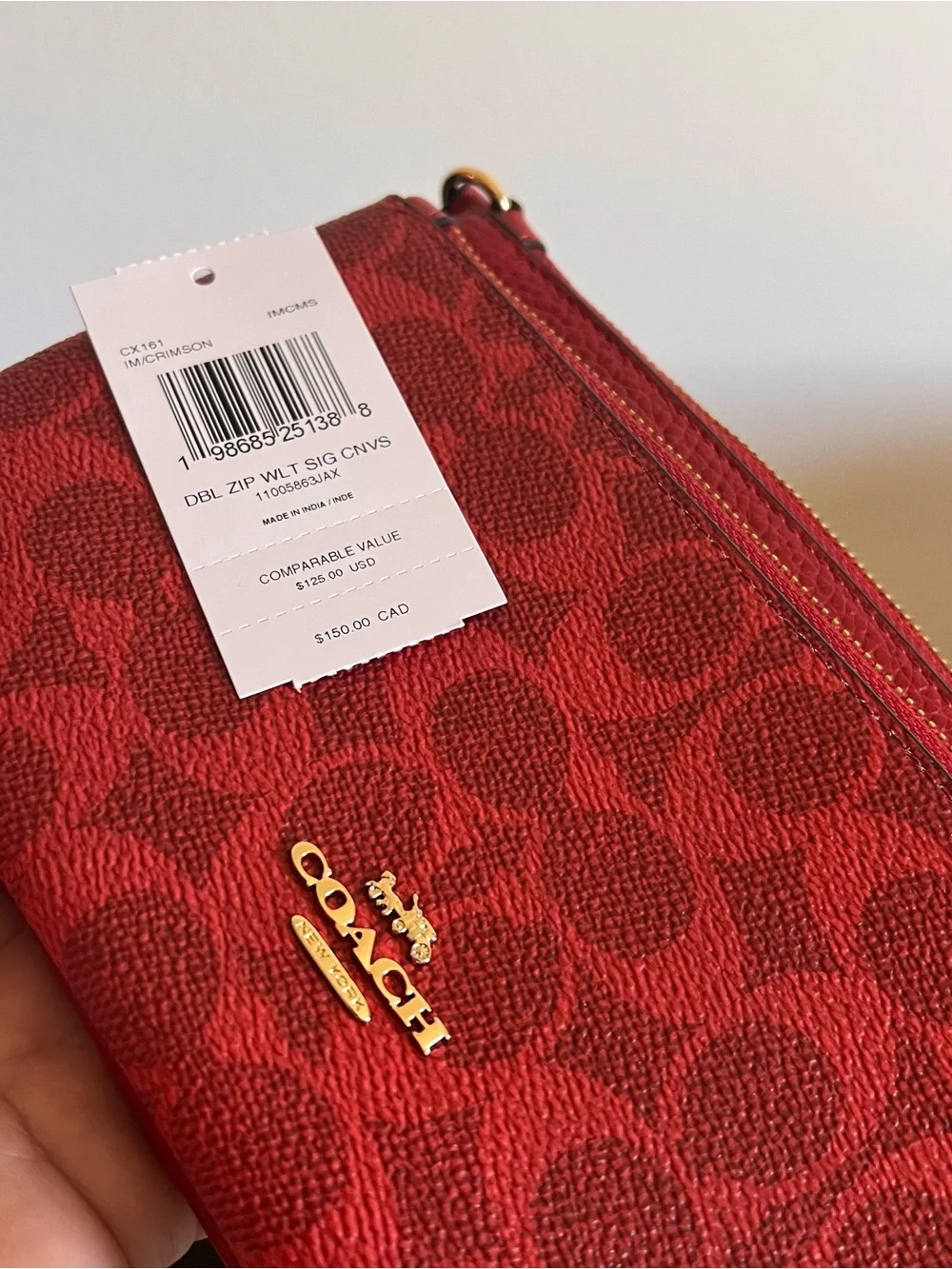 NWT Coach! Double Zip Wallet In Signature Canvas ♥️